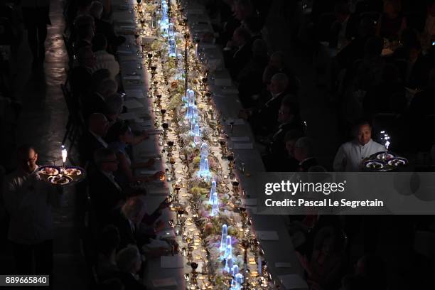 General view of the dessert parade during the Nobel Prize Banquet 2017 at City Hall on December 10, 2017 in Stockholm, Sweden.