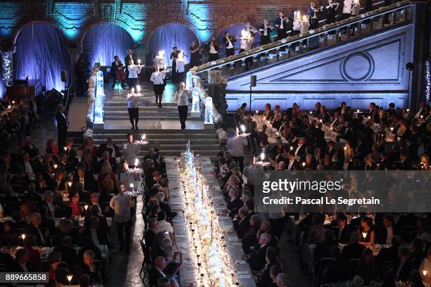 General view of the dessert parade during the Nobel Prize Banquet 2017 at City Hall on December 10, 2017 in Stockholm, Sweden.