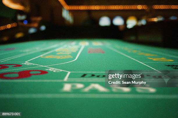 craps table in casino, close-up - casino stockfoto's en -beelden