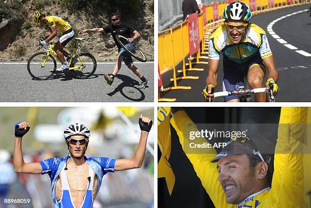 Combo of the day made on July 10, 2009 during the 224 km and seventh stage of the 2009 Tour de France cycling race run between Barcelona and Andorre...