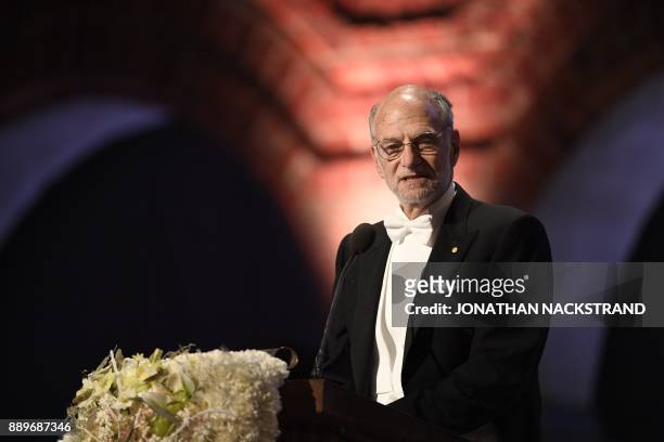Nobel Prize laureate in Physiology or Medicine 2017, US geneticist and chronobiologist Michael Rosbash, delivers his Banquet Speech at the 2017 Nobel...