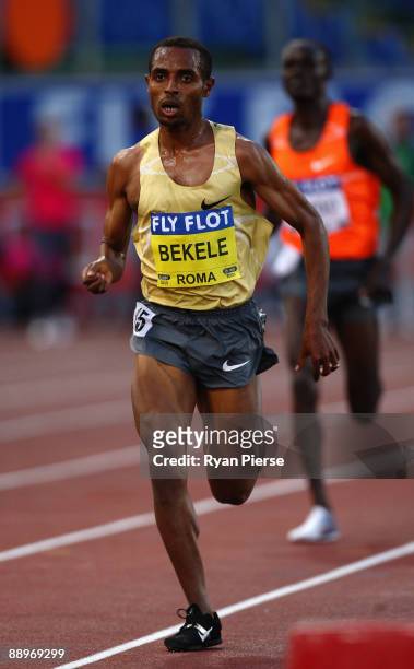 Kenenisa Bekele of Ethiopia competes in the men's 5000 metres during the IAAF Golden League Golden Gala track and field event held at the Stadio...