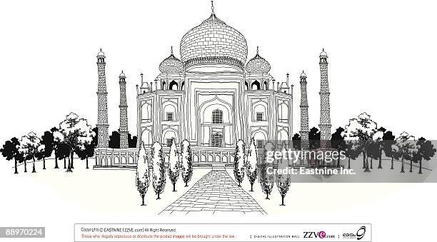 pathway by taj mahal - onion dome 幅插畫檔、美工圖案、卡通及圖標