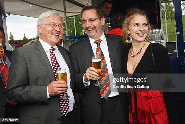 German Vice Chancellor and Foreign Minister Frank-Walter Steinmeier , Brandenburg Governor Matthias Platzeck and Platzeck's wife Jeanette attend the...
