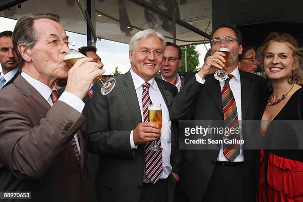 German Vice Chancellor and Foreign Minister Frank-Walter Steinmeier , Franz Muentefering , Chairman of the German Social Democrats , and Brandenburg...