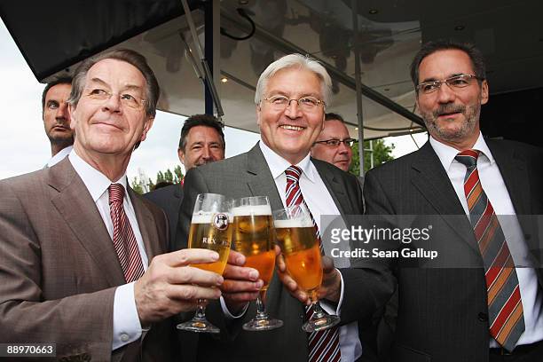 German Vice Chancellor and Foreign Minister Frank-Walter Steinmeier , Franz Muentefering , Chairman of the German Social Democrats , and Brandenburg...