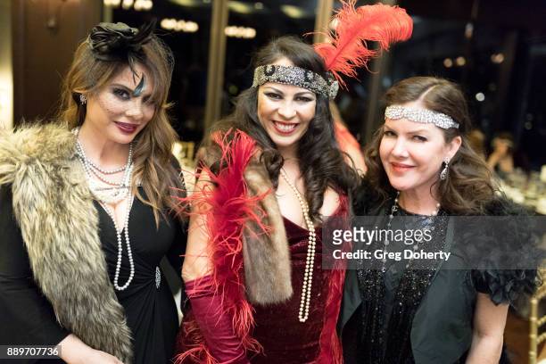 Actresses Lilly Melgar, her sister and Kira Reed Lorsch attend The Thalians: Hollywood for Mental Health Holiday Party 2017 at the Bel Air Country...