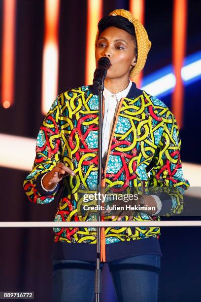 Ima performs on stage during the 31st France Television Telethon at Pavillon Baltard on December 9, 2017 in Nogent-sur-Marne, France.