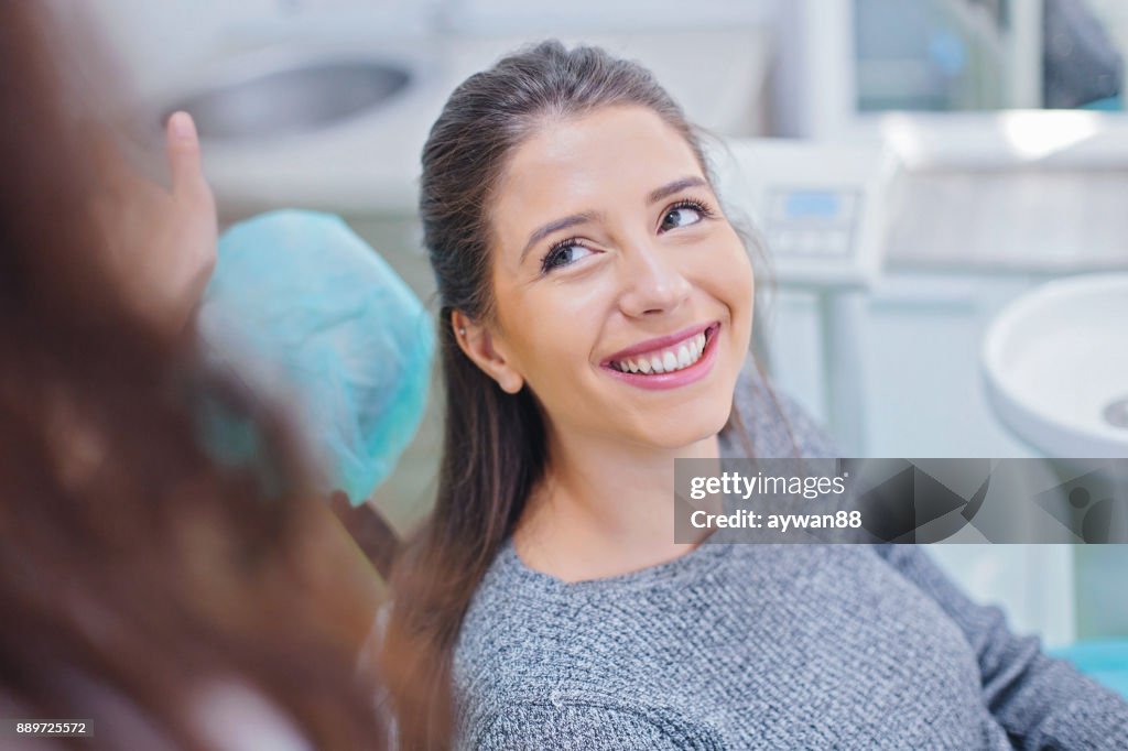 Beautiful woman at dentist office