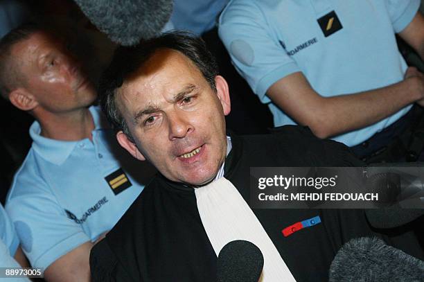 Francis Szpiner, lawyer of the family of Ilan Halimi, speaks to the press on July 10, 2009 in Paris, after Youssouf Fofana was sentenced to life in...