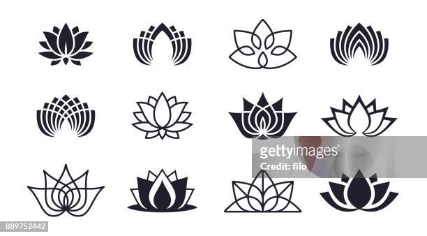 lotus blossoms - asia stock illustrations