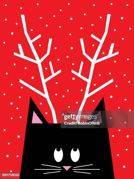 cat reindeer - humor stock illustrations