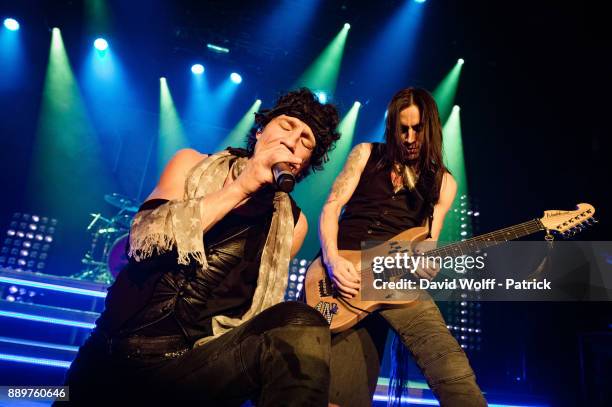 Gary Cherone and Nuno Bettencourt from Extreme perform at Le Bataclan on December 10, 2017 in Paris, France.