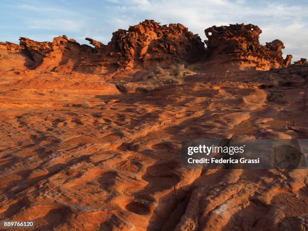 weird sandstone formations at little finland, nevada - mesquite nevada stock pictures, royalty-free photos & images