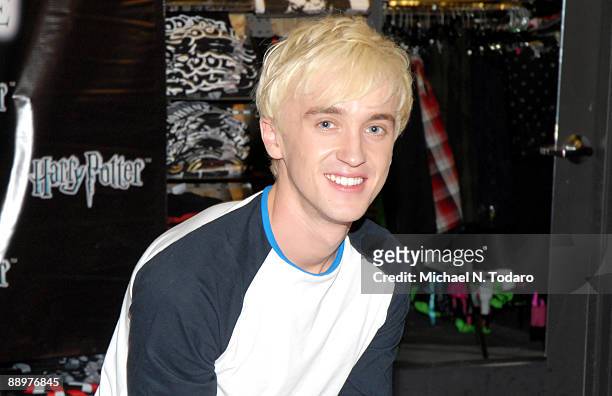 Tom Felton promotes "Harry Potter & The Half Blood Prince" at Hot Topic, Garden State Plaza on July 10, 2009 in Paramus, New Jersey.