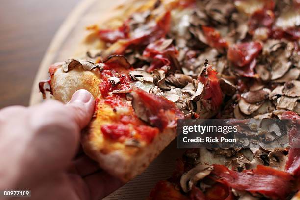 pizza slice - pizza with ham stock pictures, royalty-free photos & images