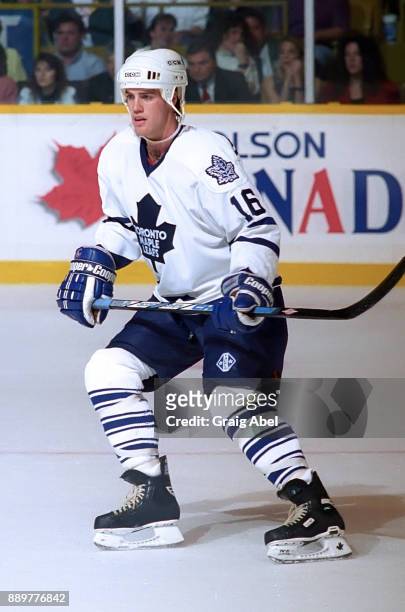 Darby Hendrickson of the Toronto Maple Leafs skates against the New York Islanders during NHL game action on October 10, 1995 at Maple Leaf Gardens...