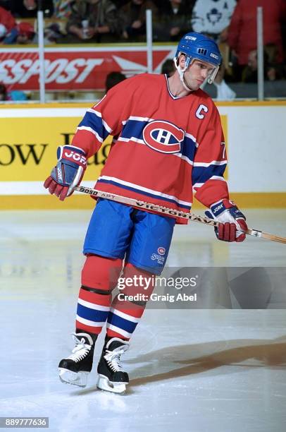 Pierre Turgeon of the Montreal Canadiens skates against the Toronto Maple Leafs on February 3, 1996 at Maple Leaf Gardens in Toronto, Ontario, Canada.