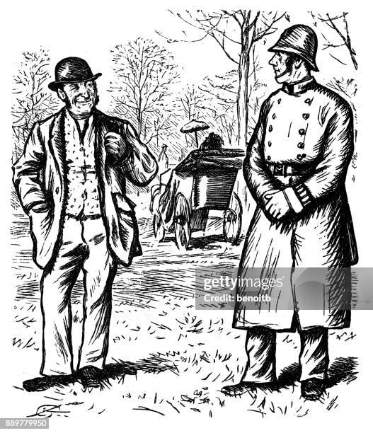 chatting with policeman - metropolitan police stock illustrations