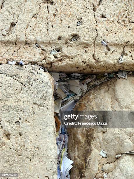 jerusalem - western wall's letters to god - wailing wall stock pictures, royalty-free photos & images