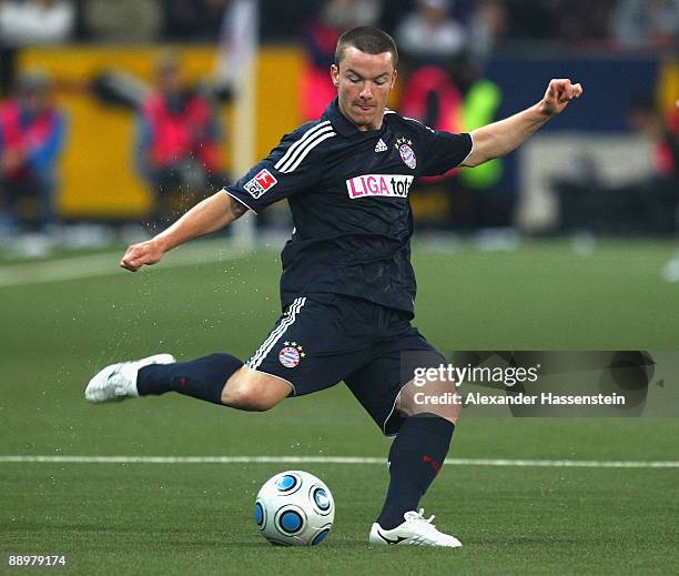 Alexander Baumjohann of Muenchen plays the ball during the pre-season friendly match between Red Bull Salzburg and FC Bayern Muenchen at the Red Bull...