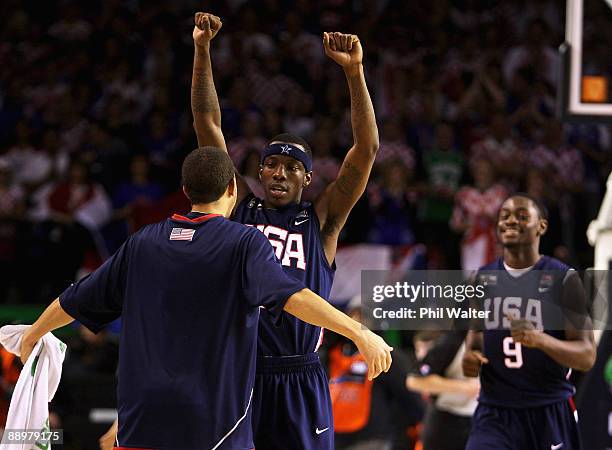Tyshawn Taylor of the USA celebrates his teams win following the U19 Basketball World Championships Semi-Final match between Croatia and the United...