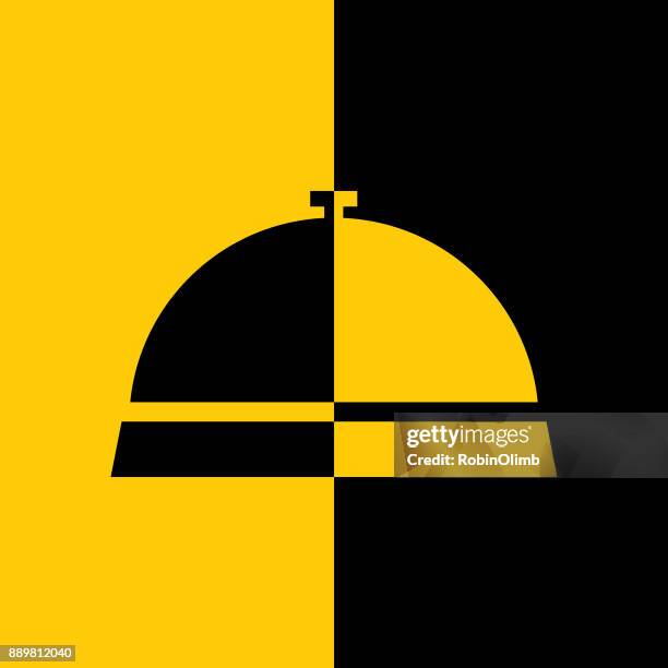 black and gold service bell icon - service bell stock illustrations