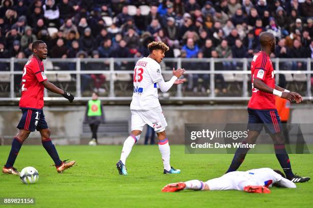 Willem Geubbels of Lyon during the Ligue 1 match between Amiens SC and Olympique Lyonnais at Stade de la Licorne on December 10, 2017 in Amiens,...