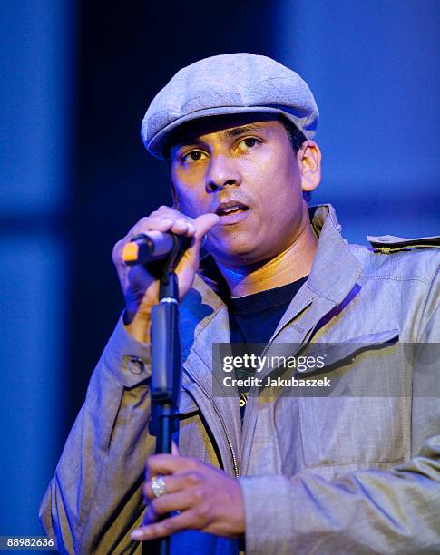 German singer Xavier Naidoo performs live during a concert at the Waldbuehne on July 11, 2009 in Berlin, Germany. The concert is part of the 'Live im...