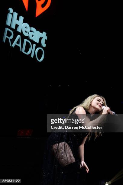 Singer Sabrina Carpenter performs onstage during KISS 108's Jingle Ball 2017 presented by Capital One at TD Garden on December 10, 2017 in Boston,...