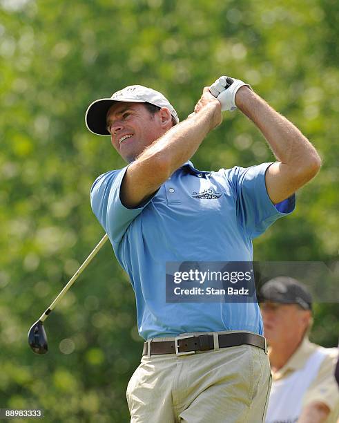 Roger Tambellini hits from the second tee box during the third round of the Ford Wayne Gretzky Classic Presented by Samsung at The Georgian Bay Club...