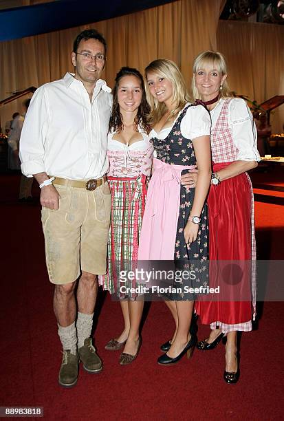 Christa Kinshofer-Guethlein and husband Dr. Erich Rembeck and daughter Stephanie and daughter Alexanra attend a party after 'Kaiser Cup 2009' golf...