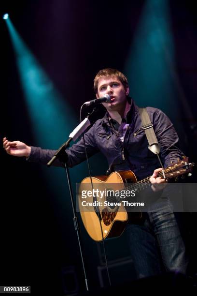 Roy Stride of Scouting For Girls performs on stage on the first day of Cornbury Festival on July 11, 2009 near Charlbury, United Kingdom.