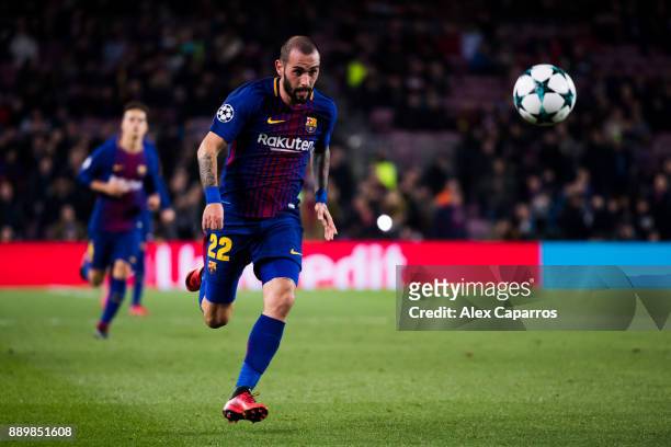Aleix Vidal of FC Barcelona runs for the ball during the UEFA Champions League group D match between FC Barcelona and Sporting CP at Camp Nou on...