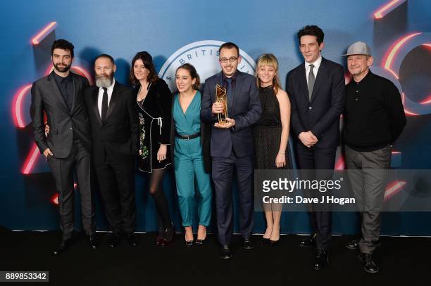 Francis Lee, Jack Tarling, Manon Ardisson, Josh O'Connor and cast & crew, winners of Best British Independent Film for God's Own Country in the...