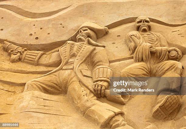 Sand sculptures of pirates are shown at the annual sand sculpture festival that is open until end of August, on July 11, 2009 in Blankenberge,...