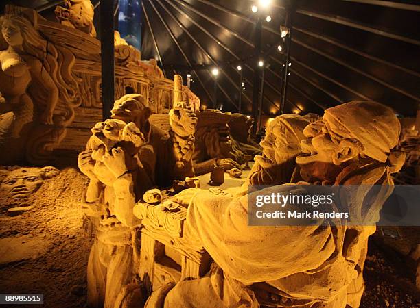 Sand sculptures of pirates are shown at the annual sand sculpture festival that is open until end of August, on July 11, 2009 in Blankenberge,...