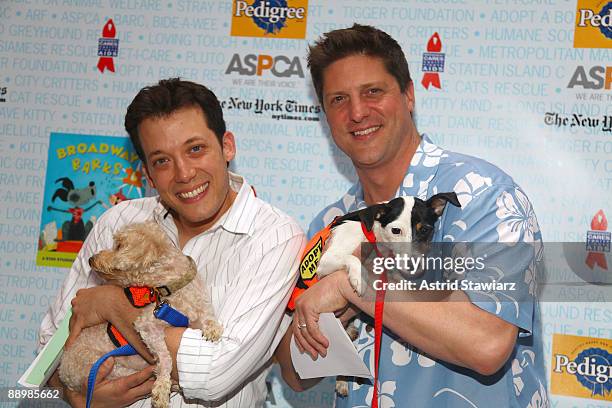 Actors John Tartaglia and Christopher Sieber attend the 11th Annual Broadway Barks in Shubert Theatre on July 11, 2009 in New York City.