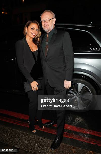 Allegra Riggio and Jared Harris arrive in an Audi at the British Independent Film Awards at Old Billingsgate on December 10, 2017 in London, England.