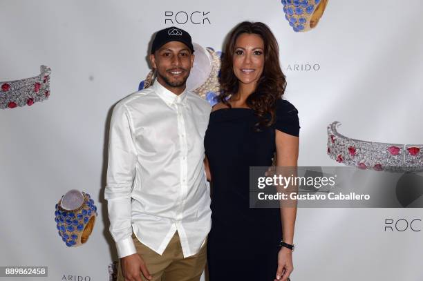 Player Reggie Bell and designer Michelle Falk attends the ARIDO Jewelry Presenting ROCK, 6X and ELEVE Art Basel Miami 2017 at Conrad Hotel on...