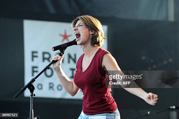 French singer Anais performs on stage during the 25th edition of the Francofolies music festival, on July 11 in La Rochelle, western France. The...