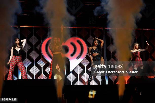 Lauren Jauregui, Dinah Jane, Normani Kordei and Ally Brooke of Fifth Harmony perform onstage during KISS 108's Jingle Ball 2017 presented by Capital...