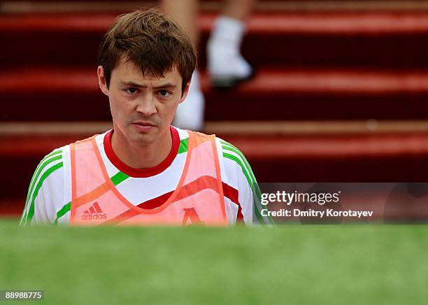 Diniyar Bilyaletdinov of FC Lokomotiv Moscow looks on during the Russian Football League Championship match between FC Lokomotiv Moscow and FC Tom...