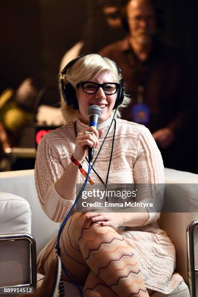 Kat Corbett speaks during an interview at KROQ Almost Acoustic Christmas 2017 at The Forum on December 10, 2017 in Inglewood, California.