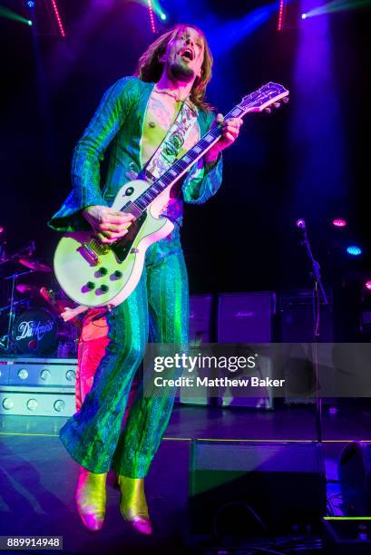 Justin Hawkins of The Darkness performs live on stage at Eventim Apollo on December 10, 2017 in London, England.