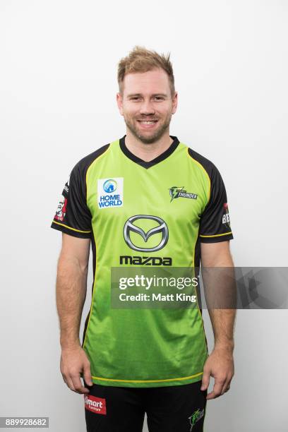 Aiden Blizzard poses during the Sydney Thunder Big Bash League BBL headshots session on December 8, 2017 in Sydney, Australia.