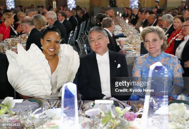 Japan-born British novelist Kazuo Ishiguro attends a banquet sponsored by Sweden's King Carl XVI Gustaf for the 2017 Nobel Prize winners, held at...