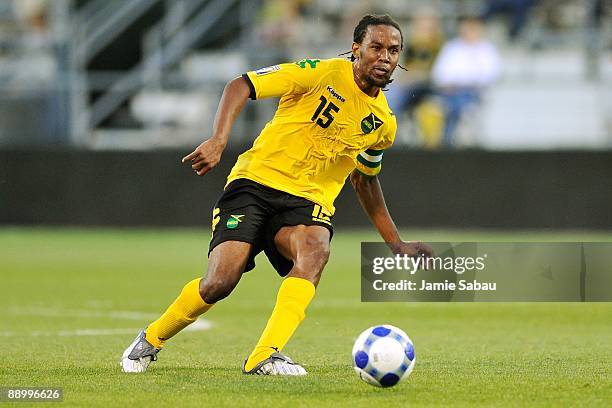 Ricardo Gardner of Jamaica controls the ball against Costa Rica in a CONCACAF Gold Cup match at Crew Stadium on July 7, 2009 in Columbus, Ohio.