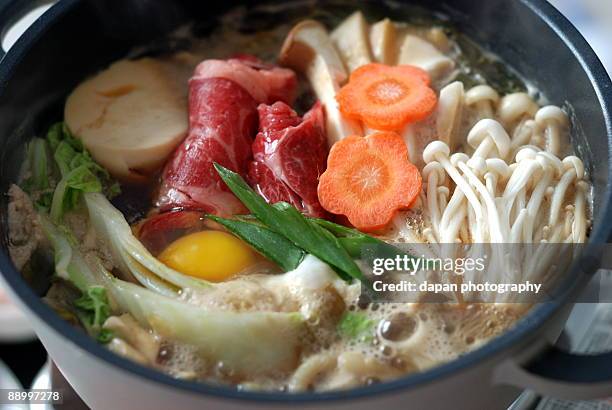 sukiyaki - hot pots stock pictures, royalty-free photos & images