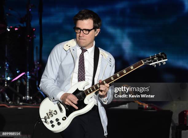 Rivers Cuomo of Weezer performs onstage during KROQ Almost Acoustic Christmas 2017 at The Forum on December 10, 2017 in Inglewood, California.